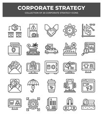 Collection of 25 Corporate Strategy Icons: Business. Management. and Planning