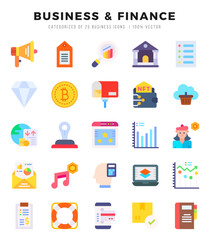 Business & Finance Icon Pack 25 Vector Symbols for Web Design.