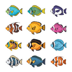 Fototapeta premium set of colorful fishes