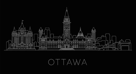 Fototapeta premium Ottawa Skyline Vector Canada Landmark Minimal.