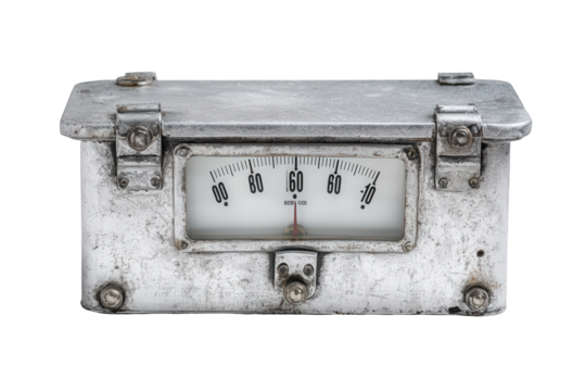 Vintage Industrial Metal Gauge on Transparent Background