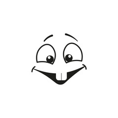 Obraz premium Cartoon faces. Expressive eyes and mouth smiling crying and surprised character face expressions. Caricature comic emotions or emoticon doodle. Isolated vector illustration icons Vector