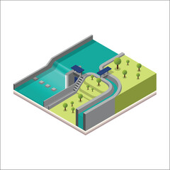 Isometric Irrigation Weir or dam for increase agriculture water and productivity