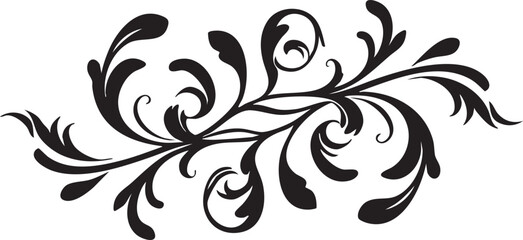 Black floral vector design element: swirls, leaves, ornament eps silhouette
