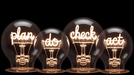 Plan do check act pdca cycle light bulb business improvement