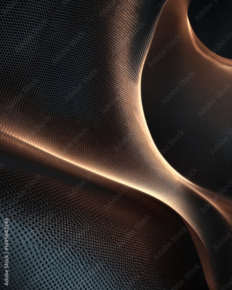 Wall mural dark abstract metallic texture with subtle glowing edges.