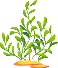 Ocean cartoon seaweed plant or algae, coral reef plant. Aquarium aquatic seaweed, isolated cartoon vector tropical sea water plant. Ocean undersea flora or coral reef underwater algae