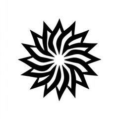 Black and white symmetrical radial design with pointed, layered elements