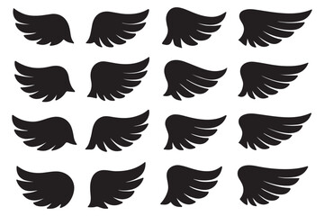 wing vector set, wing logo designs. Various artistic wing illustrations, bird, angel, bat, eagle, and minimalist wing icons for branding, tattoos, emblems, or fantasy design projects