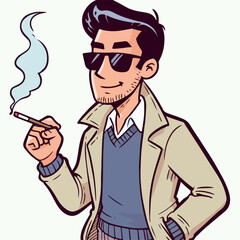 man smoking cigarette