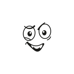 Obraz premium Cartoon faces. Expressive eyes and mouth smiling crying and surprised character face expressions. Caricature comic emotions or emoticon doodle. Isolated vector illustration icons Vector