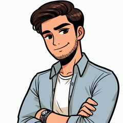 cartoon illustration of a handsome man posing 
