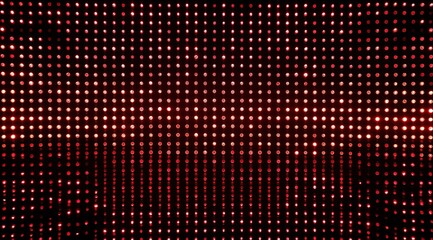 Symmetrical glowing red dots on black background, macro indoor lighting creating warm festive atmosphere, ideal for holiday digital designs or party decorations.