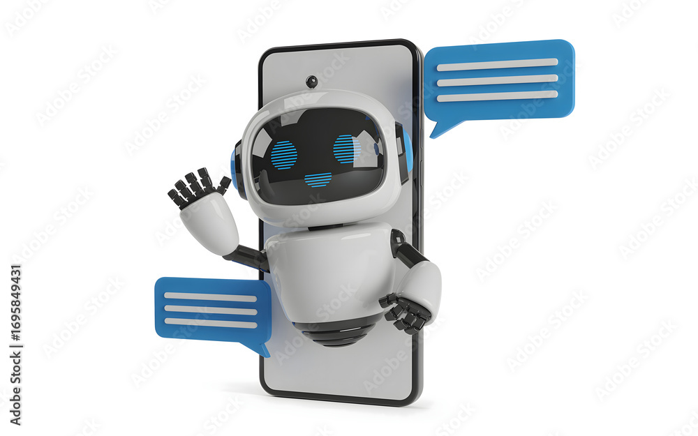 Aufkleber ai chatbot on smartphone for customer service and automation support concept