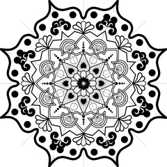 Detailed geometric mandala with symmetrical patterns, ideal for artistic clothing and accessories, perfect for emphasizing mindfulness and creativity