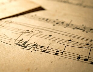 Close-up of Aged Musical Sheet Music