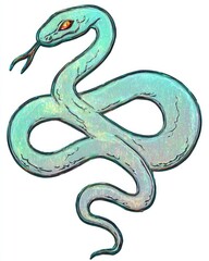 Obraz premium Light teal iridescent snake, stylized, detailed
