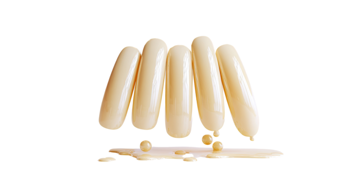 Creamy, dripping,  stacked oblongs