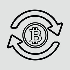 Silhouette Bitcoin exchange icon crypto currency vector illustrator
