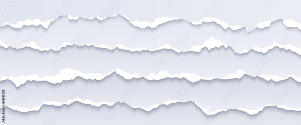Aufkleber white paper rip tear edges with realistic torn borders and shadow effects for collage design or scra