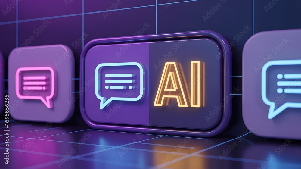 Poster ai chatbot concept for customer service automation and digital communication tech