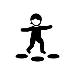 Kid Balancing Stepping Stones Icon