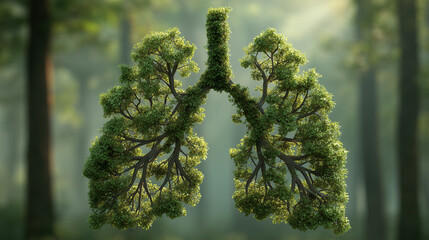 Green lungs illustration with natural foliage