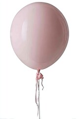Single large, light pink balloon on white background