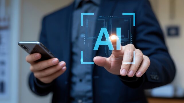 Artificial Intelligence Concept with AI Text and Phone