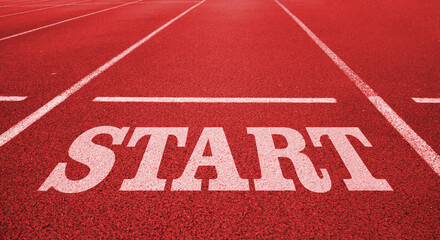 Start Line. Start, word on red background
