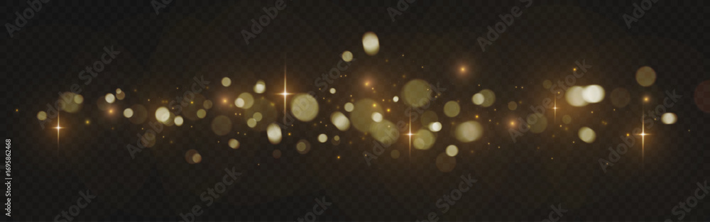 Poster golden xmas bokeh lights with sparkles and glowing circles on dark background for festive design. wa