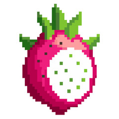 Obraz premium Pixel art dragon fruit pitaya, a vibrant and simple design perfect for food blogs and creative projects, fun and playful.