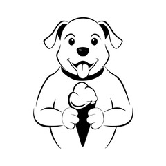 Fototapeta premium Playful dog happily holds a doggy ice cream cone between its paws, a sweet treat for a sunny day, pure joy!