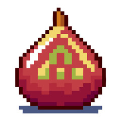 Obraz premium Simple fig rendered in pixel art style perfect for food blogs, healthy eating websites, and creative design projects