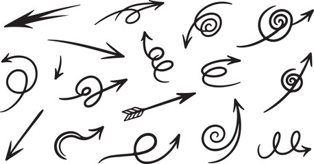 Obraz premium Collection of hand drawn arrow shapes and designs for directional guidance and visual cues vector