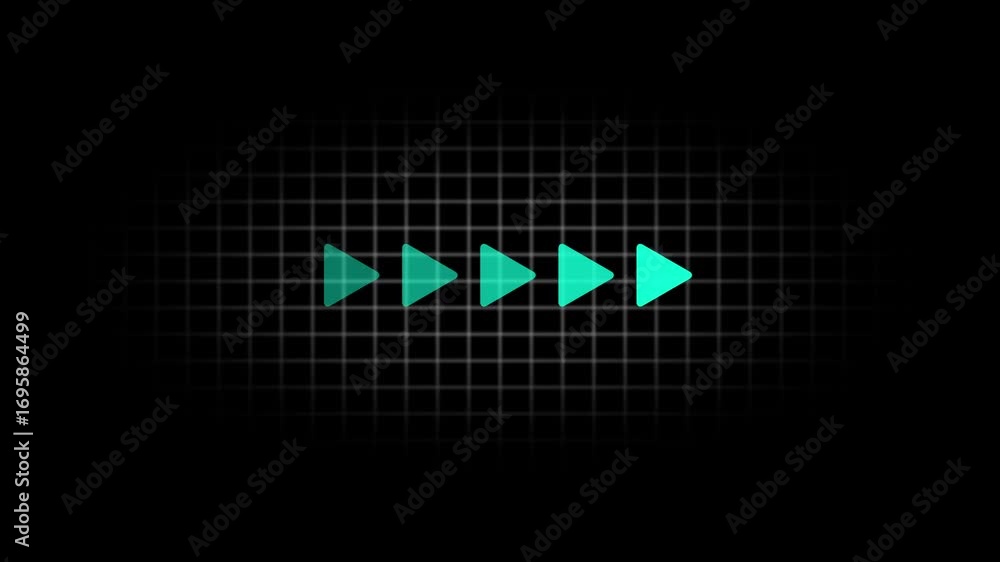 Poster cyan color right arrow icon animation. arrow moving left to right side direction. arrows sign left t