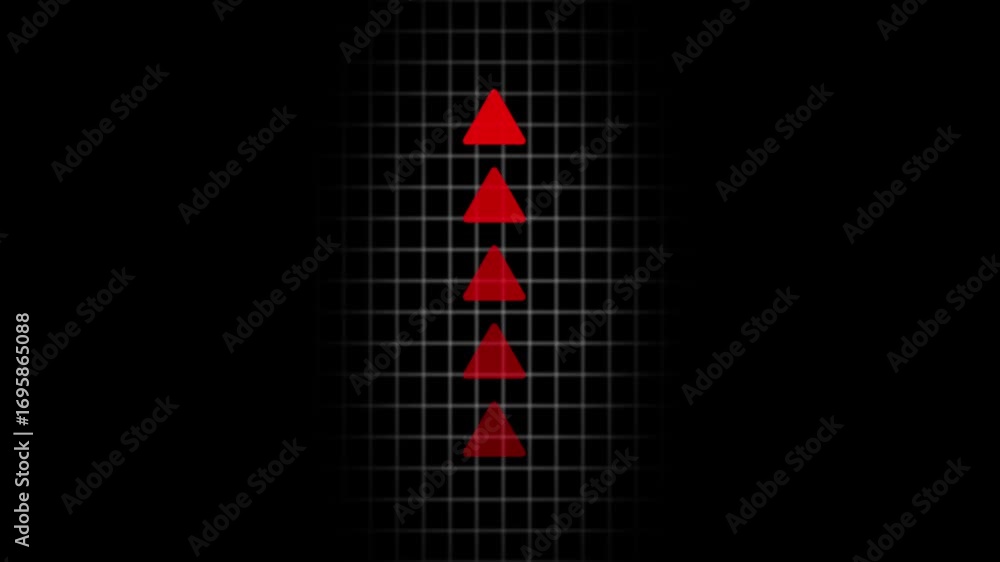 Poster red color up arrow icon animation. arrow moving down to up side direction. arrows sign down to up an