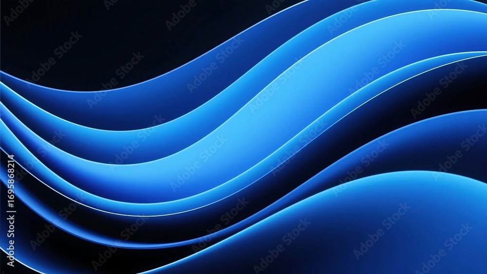 Poster abstract blue waves flowing smoothly, creating a dynamic, elegant, and calming visual pattern.