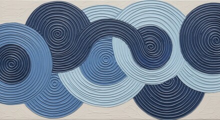 Abstract Blue Swirls Textured Painting