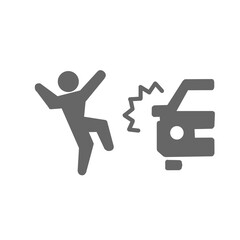 「車と人の衝突事故アイコン / Car and Pedestrian Collision Icon」	