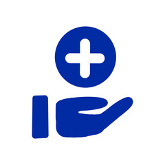 Obraz premium Healthcare support hand icon / 医療サポート・ヘルスケアの手のアイコン