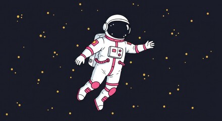 Fototapeta premium Cartoon Astronaut Floating in Space