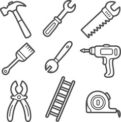 Collection of Construction and DIY Tools for Home Improvement Projects