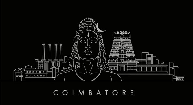 Coimbatore Skyline India Outline.