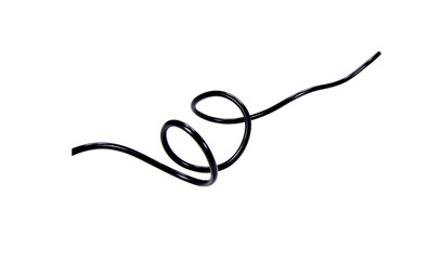 Black wire cable of usb and adapter isolated on white background.