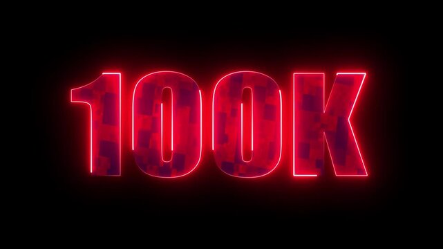 150k glowing neon milestone, futuristic red typography number design for digital subscribers celebration, social media community growth and online success