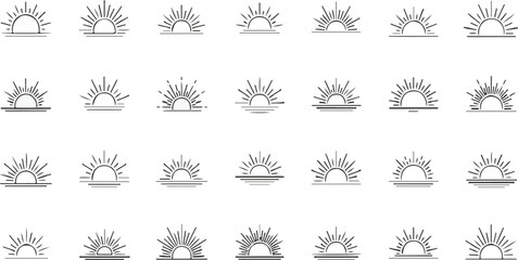 Set of Minimalist Sun and Sunrise Logos | Graphic Design Elements for Branding, Business Identity and Web Design Projects