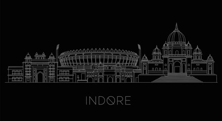 Obraz premium Indore Skyline with India Minimalist, and Landmark.