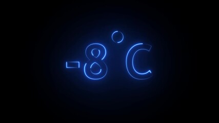 "Glowing -8°C Temperature Display in Bright Neon Blue on a Dark Background Representing Freezing Weather, Cold Climate Conditions, Digital Thermometer Interface, or Futuristic Icy Visual Aesthetics". - Powered by Adobe