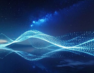 Glowing Blue Binary Data Stream Flowing Through Futuristic Holographic Interface